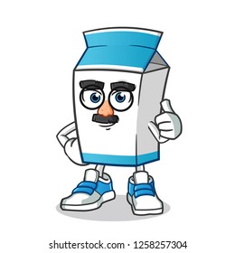 milk funny face mascot vector cartoon illustration