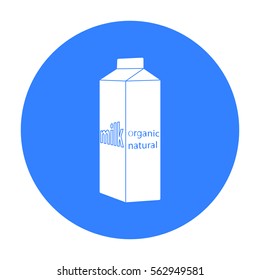 Milk gable top carton package icon in black style isolated on white background. Milk product and sweet symbol stock vector illustration.