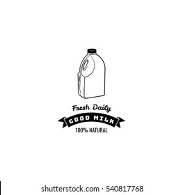 Milk gallon plastic bottle badge isolated on white background isolated on white background.