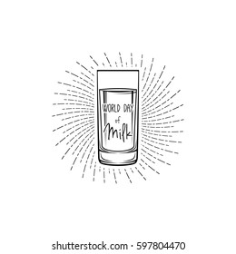 Milk glass badge. Isolated on white background, Vector illustration