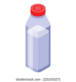 Milk glass bottle icon isometric vector. Ice breakfast. Farm cow