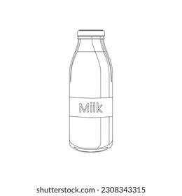 Milk glass bottle outline icon. Vector illustration symbol template in trendy style. Top choice of World Milk Day design element. Editable graphic resources for many purposes. 