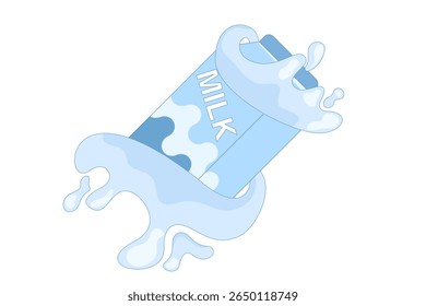Milk and Glass Cartoon. full or empty container with milk splash, Milk drops and splashes. Premium Vector Food and Drink Icon Concept Isolated. Design Vector Illustration.