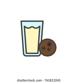 Milk glass with cookie filled outline icon, line vector sign, linear colorful pictogram isolated on white. Symbol, logo illustration. Pixel perfect vector graphics