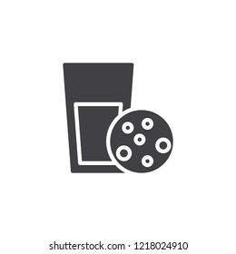 Milk glass and cookie vector icon. filled flat sign for mobile concept and web design. Christmas breakfast food simple solid icon. Symbol, logo illustration. Pixel perfect vector graphics
