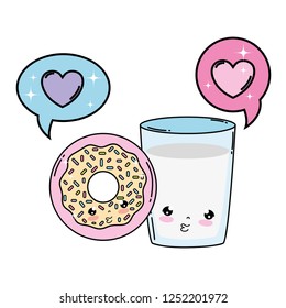 milk glass with donut kawaii character