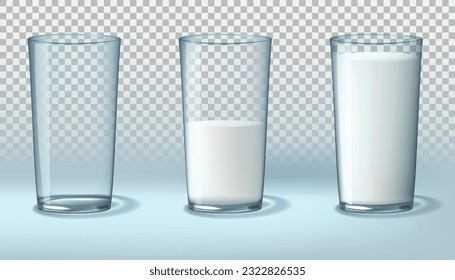 Tall glass full of beer, half full and empty Stock Vector by