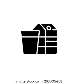 milk glass icon designed in solid black style and glyph style in food and drink icon category
