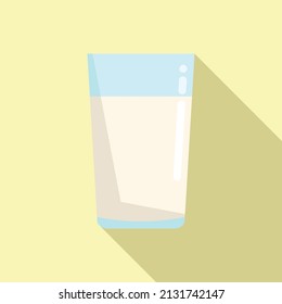 Milk glass icon flat vector. Cup drink. Milkshake calcium