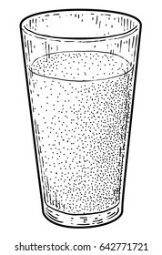 MIlk glass illustration, drawing, engraving, ink, line art, vector