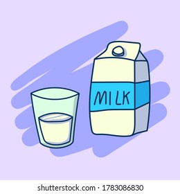 Milk And Glass Illustration, Vector EPS 10.