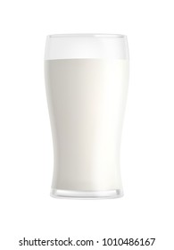 Milk in a glass isolated on white background. Transparent realistic vector illustration.