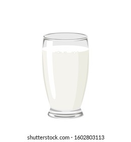Milk in glass Isolated on white background. Vector illustration in cartoon simple flat style.