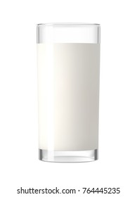 Milk in a glass isolated on white background. Transparent realistic vector illustration.