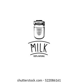milk glass label. vector illustration isolated on white background