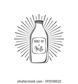 milk glass label. vector illustration isolated on white background