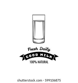 milk glass label. vector illustration isolated on white background