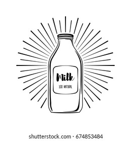 milk glass label. vector illustration isolated on white background