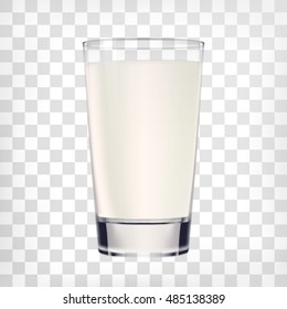 Milk glass on transparent background. Vector glass of milk illustration