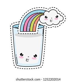 milk glass with rainbow kawaii