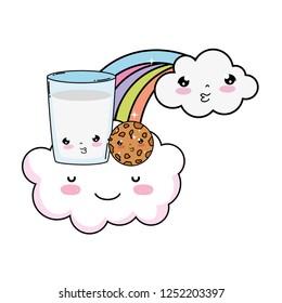 milk glass with rainbow kawaii