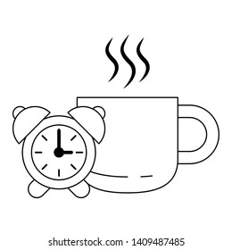 Milk glass and tea mug hot drinks cartoons vector illustration graphic design