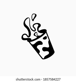 milk glass vector design template . a glass of milk . cow milk pattern . milk splash picture
