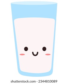 Milk glass vector emoticon. Cute smiling happy milk glass. Vector flat cartoon character illustration. Isolated on white background. Milk glass character concept