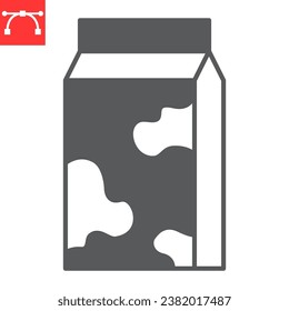 Milk glyph icon, farm and dairy, Milk carton with cow pattern vector icon, vector graphics, editable stroke solid sign, eps 10.