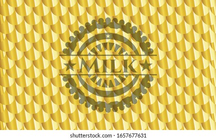 Emblema de oro de leche. Patrón de escalas. Ilustración vectorial. Detallado.