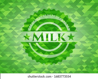 Milk green emblem with triangle mosaic background. Vector Illustration. Detailed.