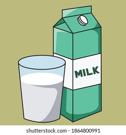 milk green white cartoon vector