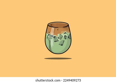milk Greentea mug coffee yellow background