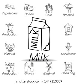 milk hand draw icon. Element of farming illustration icons. Signs and symbols can be used for web, logo, mobile app, UI, UX