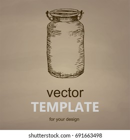 Milk hand drawn vector illustration. Vector template