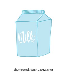 Milk hand lettering illustration. Milk package