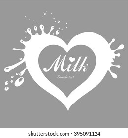 Milk heart. Vector illustration.