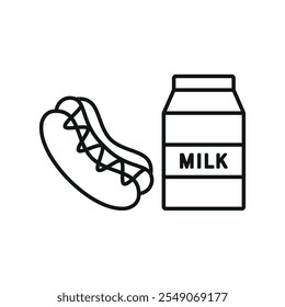 Milk and hot dog set food icon vector basic design simple and modern concept graphic