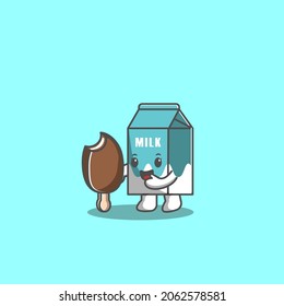 milk hugging ice cream illustration