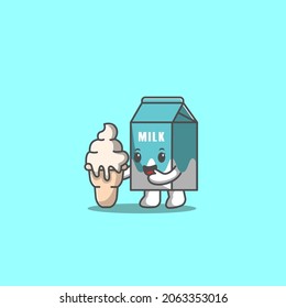 milk hugging ice cream illustration