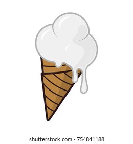 milk ice cream in a cone isolated