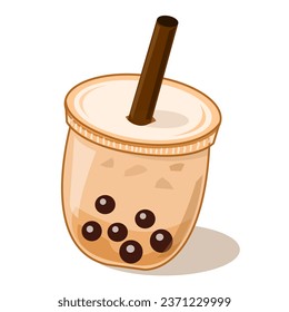 ฺีBubbles milk Ice tea vector illustration flat design