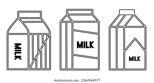 Diseño de línea negra con icono de leche. Ilustración vectorial de material.