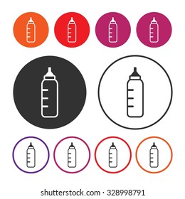 Milk icon. Milk bottle icon. Beverage icon. Button. Vector illustration