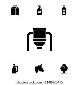 Milk icon. collection of 7 milk filled icons such as cow, tank. editable milk icons for web and mobile.