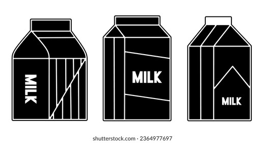 Milk icon collection. An illustration of a black milk icon. Stock vector.