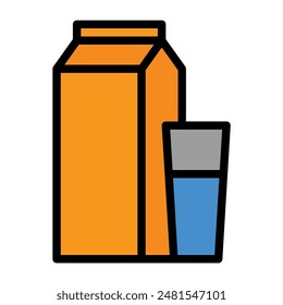 Milk icon color or logo illustration outline black style