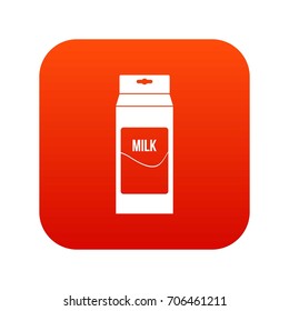 Milk icon digital red for any design isolated on white vector illustration