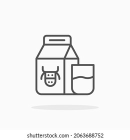 Milchsymbol. Bearbeitbarer Stroke und Pixel perfekt. Rahmenstil. Vektorgrafik. Genießen Sie dieses Symbol für Ihr Projekt.