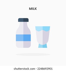Milk icon flat. Vector illustration on white background. Can used for web, app, digital product, presentation, UI and many more.